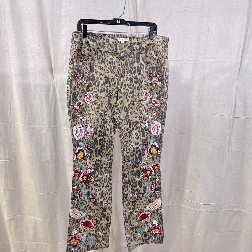 Home Folk Animal Print Embroidered Jeans